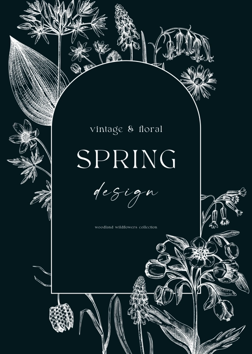 Elegant spring poster design. Wildflowers print in color. Woodland wild flower sketches. Floral background. Botanical card, invitation template . Hand drawn vector illustration, NOT AI
